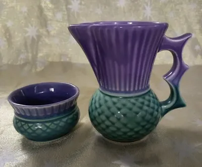 Buy Thistle Design Jug And Bowl Pottery Made In Scotland Vintage West Highland  • 16£