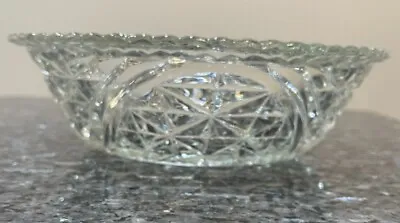 Buy Vintage Pre-Cut Glass Serving Bowl 10.5” Diameter Scalloped Edges • 15.75£