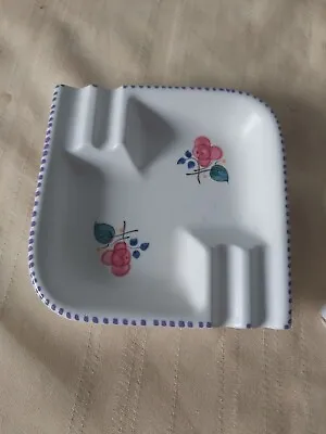 Buy Poole Pottery Floral Ashtray Cream & Pink Excellent • 8£
