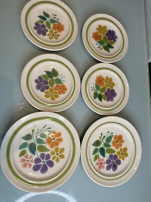 Buy Vintage Franciscan Interpace FLORAL 5 Pc. Dinnerware Lot Plates 1970's USA Retro • 37.95£