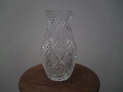 Buy 1940s Heavy Lead Crystal Marquise Diamond Star Hobnail Cut Baluster Glass Vase • 65£
