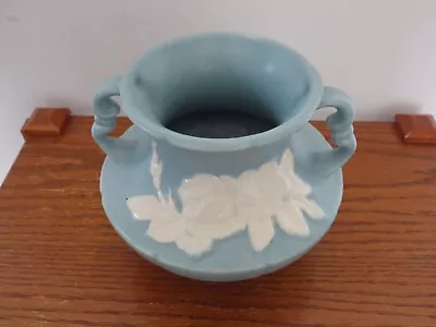 Buy Vintage Weller Pottery Vase Turquoise Vase Double Handle  H 5  W 6   4  Opening  • 46.22£
