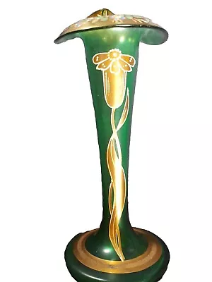 Buy Antique 1800’s Bohemian Art Glass VASE 9.25”H Art Nouveau Jack In The Pulpit • 200£