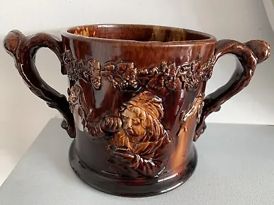 Buy Huge 19th Century Rockingham Brown Treacle Glaze Loving Cup With Frogs • 120£