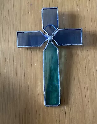 Buy Stained Glass, Beautiful Blues Small 3.5inch, Cross Handmade In Scotland • 7£