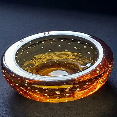 Buy Vintage Whitefriars Retro Amber Glass Bubble Bowl 1.2kg Weight 14.75cm Diameter  • 14.99£