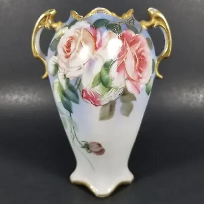 Buy 1910 Nippon Noritake Morimura Hand Painted Vase Pink Roses Gold 6  Double Handle • 23.97£