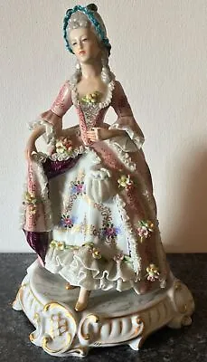 Buy Signed 1782 CAPODIMONTE Porcelain DRESDEN LACE WOMAN & FLOWERS FIGURINE • 125£