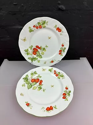 Buy 3 X Queens Virginia Strawberry Dinner Plates 27 Cm Wide Set Green Rim • 29.99£