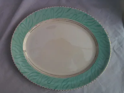 Buy Vintage White Green Large Oval Serving Plate Platter Burleigh Balmoral Viscount • 7.95£