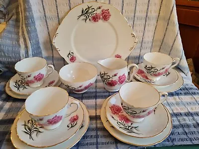 Buy Vintage ROYAL STAFFORD Bone China Peony Tea Set Cake Plate Milk Jug  Sugar Bowl • 29.99£