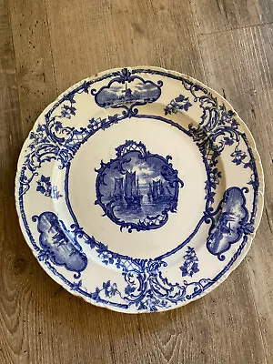 Buy Brown Westhead Moore Cauldon England Delftland Blue & White Ship Dinner Plate  • 20.84£