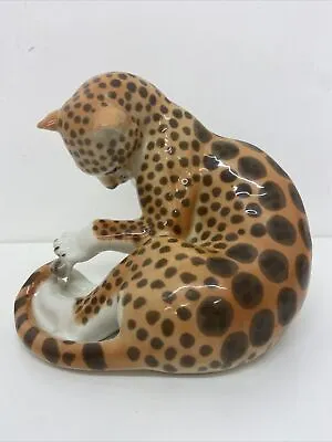 Buy Large Lomonosov USSR Russian Cheetah / Leopard Animal Porcelain Figurine B8 • 94.99£