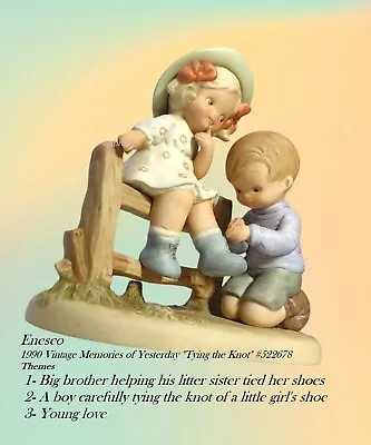 Buy 1990 Enesco Figurine Memories Of Yesterday  Tying The Knot  - Brother & Sister • 47.39£