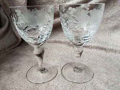 Buy Brierley Crystal Honeysuckle Wine Glasses X2 • 16£