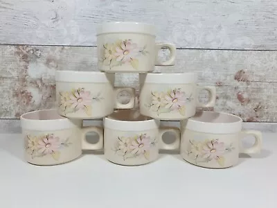 Buy Hornsea Pottery Lancaster Vitramic Country Blossom Rosa 6 Pretty Tea Cups RARE • 15.99£