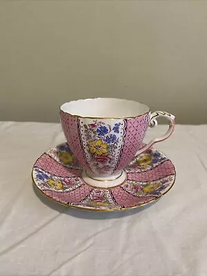 Buy Royal Grafton Beverley Cup Saucer England Fine Bone China Pink Floral Vintage • 42.26£