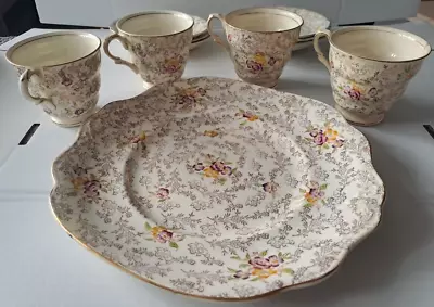 Buy James Kent Pearl Design 2996 Tea Cups And Saucers & Cake Plate Vintage • 22.49£