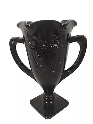 Buy Vintage Black Amethyst Depression Glass Trophy 2 Handle Vase 2 Dancing Nymphs • 14.17£