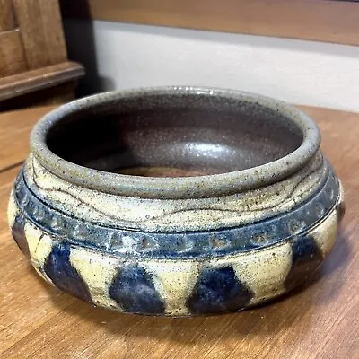 Buy Vintage MCM Artisan Blue Gray Pottery Bowl Planter Signed • 71.13£
