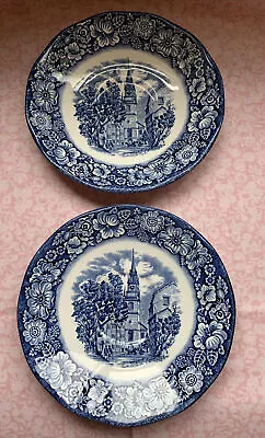 Buy *Pair Of Liberty Blue Saucers Old North Church Historic Colonial Scene Spares • 25£