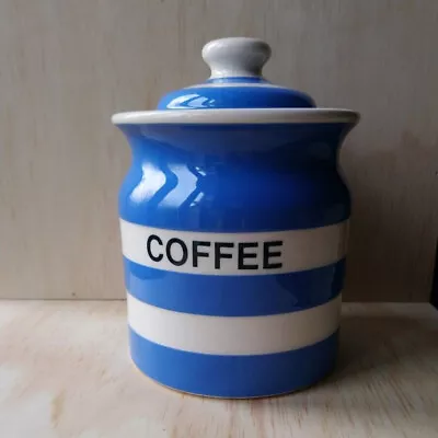 Buy Vintage TG Green Cloverleaf Cornishware Blue And White Coffee Jar • 25£