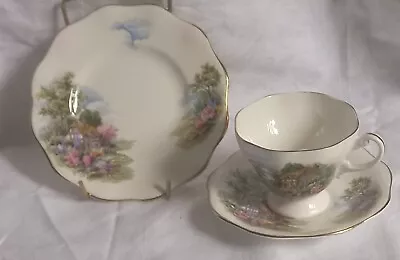 Buy Vintage English Bone China Tea Trio Country Garden Thatched  Cottage • 5.49£