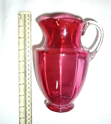 Buy Original Victorian Antique Cranberry Glass Water Jug/Pitcher • 28£