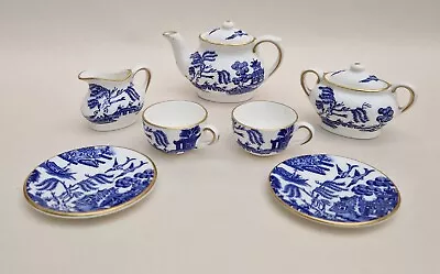 Buy Coalport Miniature Bone China  Tea For Two  7Pc Collection, Willow Pattern, VGC • 55£