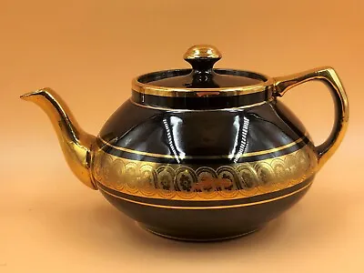 Buy Gibson & Sons Late Sevres Davenport Pottery Black & Gold Tea Pot. 1.5 Pint. X296 • 38.50£