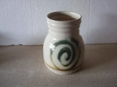 Buy Vintage Vase From Moffat Pottery Scotland Swirly Green Pattern • 6.99£