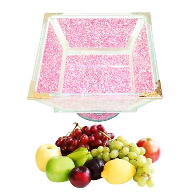 Buy XL Crushed Diamond Sparkling Fruit Bowl Crystal Filled Pink Home Kitchen Decor • 45.69£