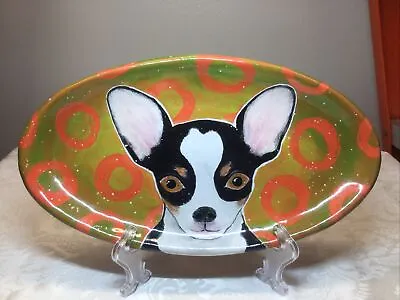 Buy Chihuahua Dog  Face Hand Made Graphic Pottery Oval Plate Dish • 28.44£