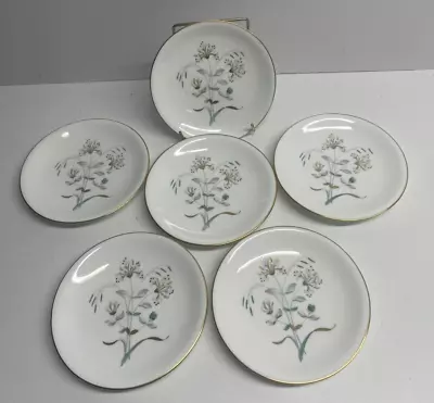 Buy Wedgwood Bone China Honeysuckle Gray Small Plates Set Of 6 ( D37), Tableware • 18.99£