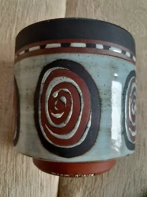 Buy Vintage Briglin Studio Pottery Plant Pot Pale Blue Brown.  Glazed • 25£