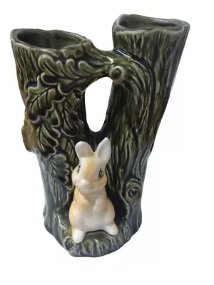 Buy Sylvac 4243 Green Tree And Peach Rabbit Vase Made In England Retro Vintage  • 17.99£