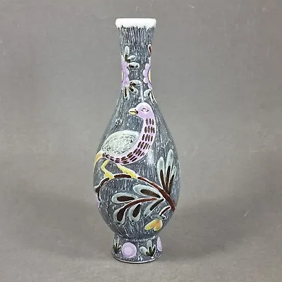 Buy Vintage Swedish Laholm Vase Birds Flowers Scandinavian Mid Century Pottery B.D. • 50£