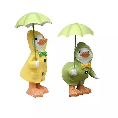 Buy Cute Garden Figurine Desk Animal Ornament Umbrellas Duck Statue Decoration • 8.02£