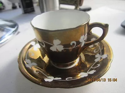 Buy Gray's Pottery Stoke-On-Trent Gold & White Cup & Saucer • 14.99£