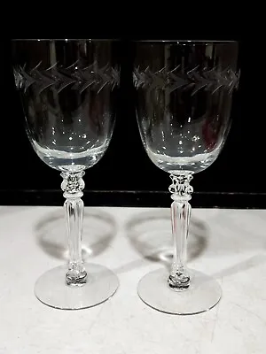 Buy SET OF 2-  Vintage Holly Clear (Stem 6030) By FOSTORIA Water Goblets  7 7/8” • 28.81£