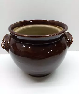 Buy Pottery Glazed Stoneware Brown Pot Jar With Handle, Cottage -no Lid • 9.99£