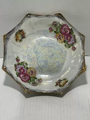 Buy Vintage Trimont Ware Japanese Iridescent Octagon Porcelain Floral Bowl • 6.64£