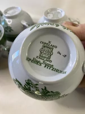 Buy Spode Copeland Fitzhugh Green Canton Cups Set Of 6 Fine Stone England • 28.35£