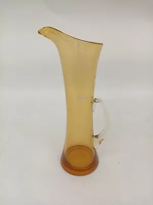 Buy Vintage Bohemian Amber Glass Tall Jug Yellow Unique Rare Decor   • 4.99£