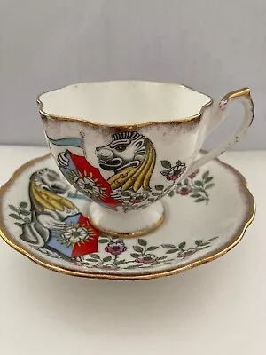 Buy Vintage Queen Anne Shield Queens Beasts Cup And Saucer White LIon Of Mortimer • 40£