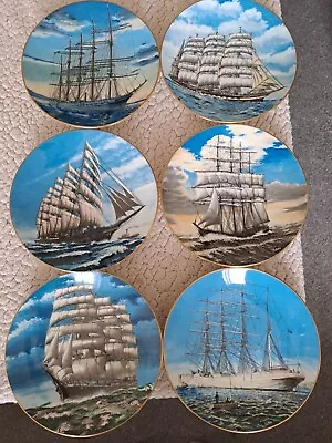 Buy Set Of 6 Staffordshire Bone China Plates Featuring Tall Ships • 35£