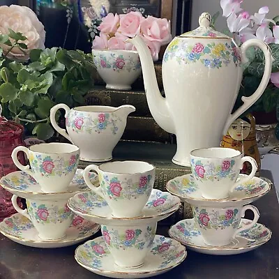 Buy ROYAL Cauldon Coffee Tea Set For 6 - Demitasse 1950’s Vintage Floral • 59.99£