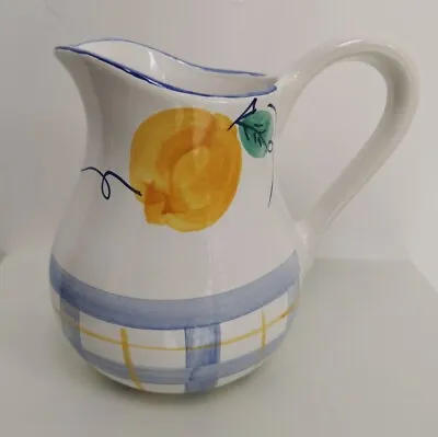 Buy Large Ceramic Jug Pitcher Vase - Grapes & Lemon Pattern- 19cm High • 9.99£