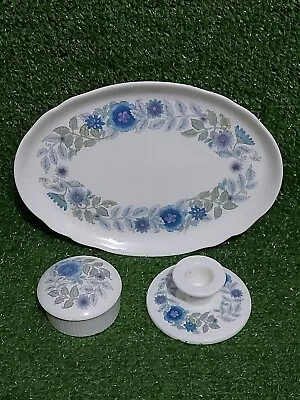 Buy Wedgwood Clementine Pattern Bone China Pill Box, Candle Holder & Oval Plate • 12.99£