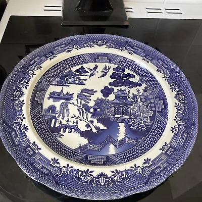 Buy WILLIAM JONES PLATE, BLUE WILLOW, Large Stew Dish? Diameter Approx 33 Cms • 4£